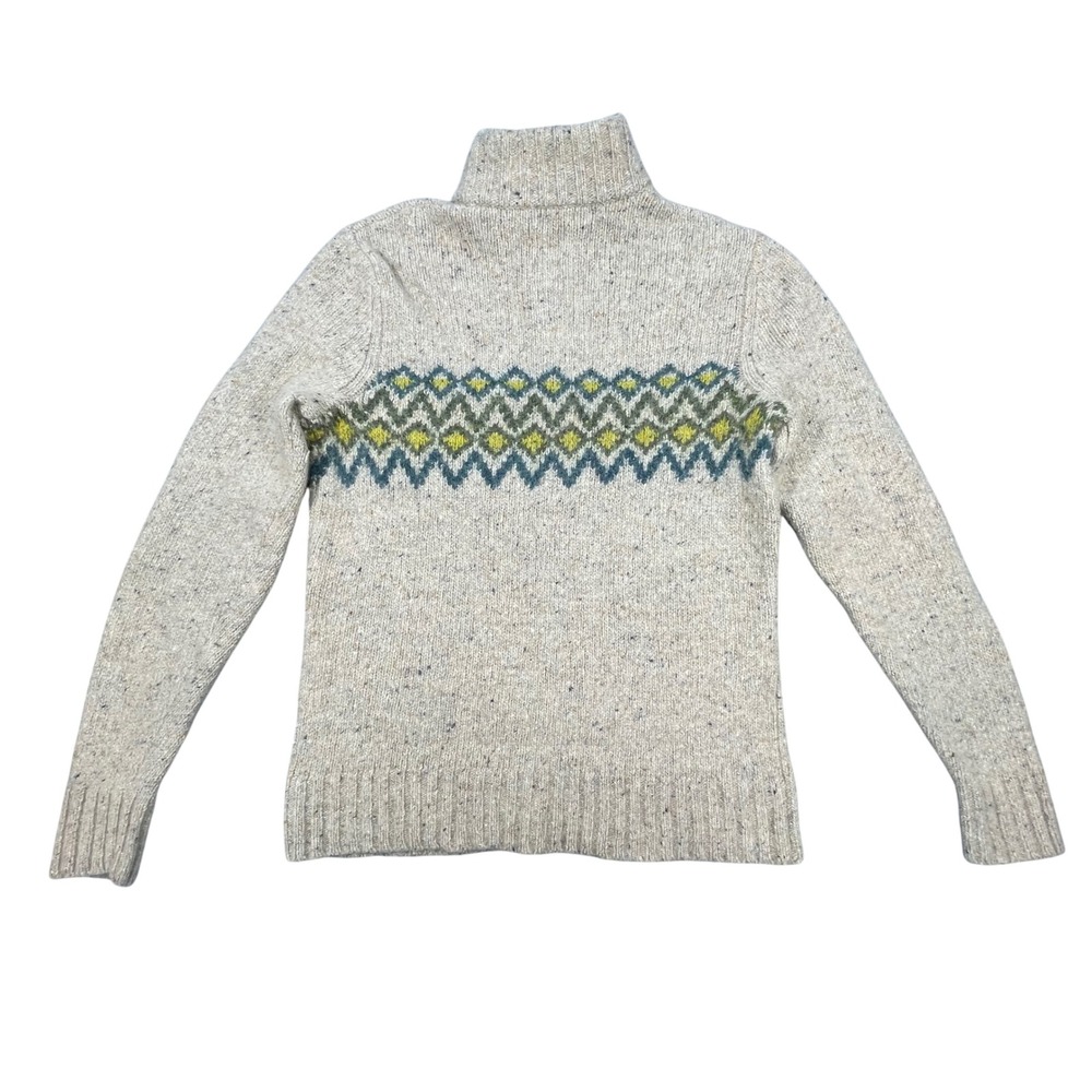 Smartwool Cream Fair Isle Merino Alpaca Button Mock Neck Sweater Womens Medium - Picture 2 of 8